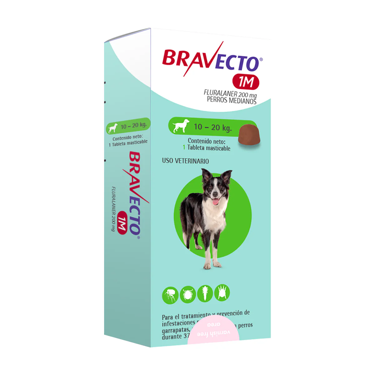 MSD BRAVECTO – Tableta Antipulgas Para Perro De 10 A 20 Kg 200 Mg 1 Mes de Protección